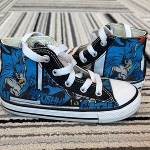 Kids Black and Blue Batman Converse Sneakers - size: 10